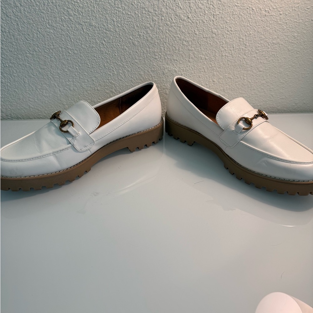White Loafers with Gold Buckle - Picture 5 of 7